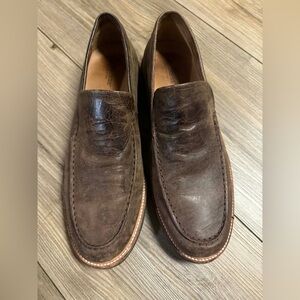 Lucchese Dark Brown Leather Slip-On Loafers